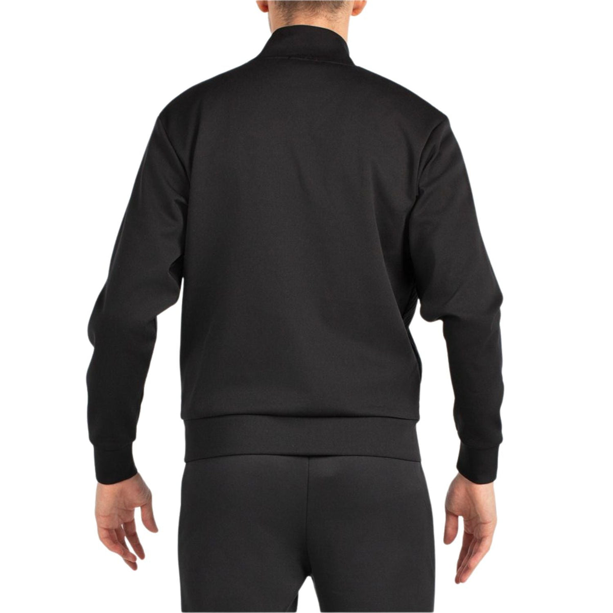 Achterzijde van het zwarte Bullpadel Sweatshirt Breen met ribboorden aan de mouwen