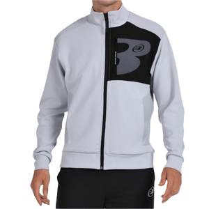 Vooraanzicht van het lichtgrijze Bullpadel Sweatshirt Breen met zwart vlak op de borst
