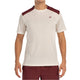 Vooraanzicht van het gebroken witte Bullpadel T-Shirt Acrux met bordeaux schoudervlakken