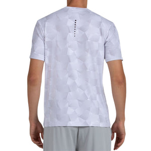Achterzijde van het witte Bullpadel T-Shirt Macondo met verticale stippenrij