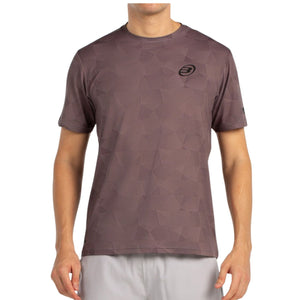 Vooraanzicht van het bruinpaarse Bullpadel T-Shirt Macondo met zwart logo op de borst