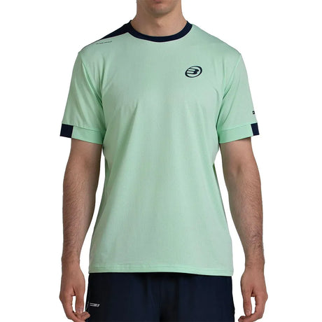 Bullpadel Mananu T-shirt in mintgroen met donkerblauwe kraag, vooraanzicht