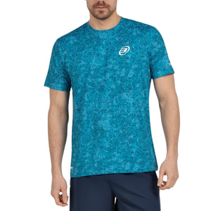 Bullpadel Masama T-shirt voor heren in petrolblauw met melangeprint