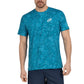 Bullpadel Masama T-shirt voor heren in petrolblauw met melangeprint
