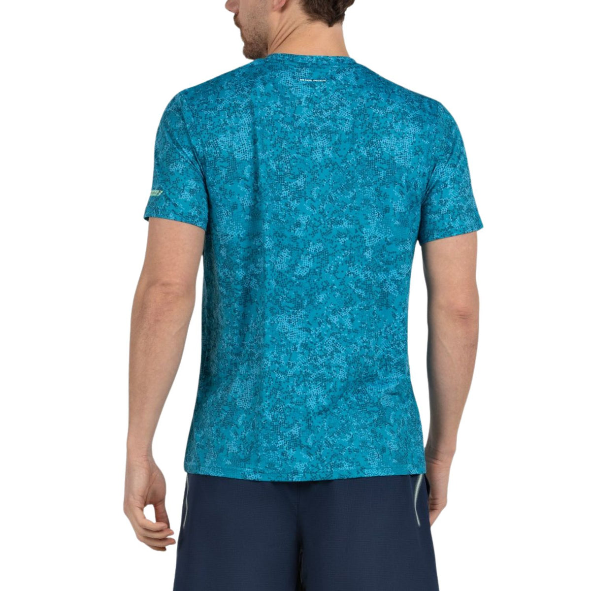 Achterzijde van het petrolblauwe Bullpadel Masama T-shirt