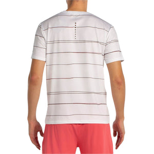 Bagsiden af den hvide Bullpadel T-shirt Moana med en række prikker mellem striberne