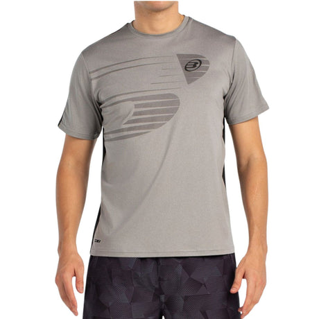 Vooraanzicht van het lichtgrijze Bullpadel T-Shirt Moeche met grote logoprint