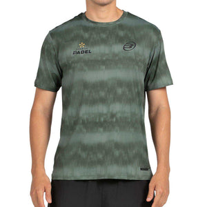 Bullpadel Pasco T-shirt in groen met vervaagde streepprint, vooraanzicht