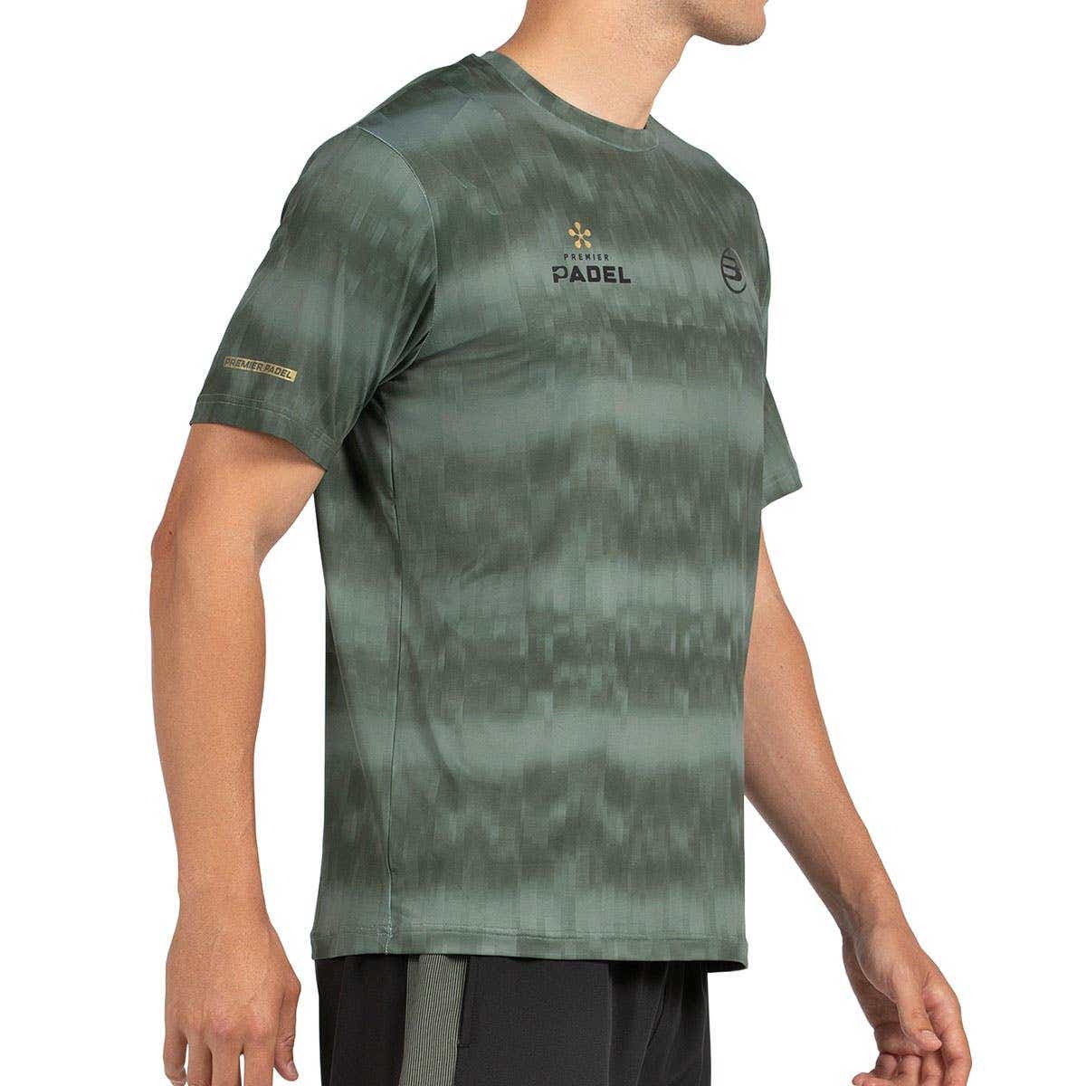 Groen Bullpadel Pasco T-shirt van opzij met logo op de mouw