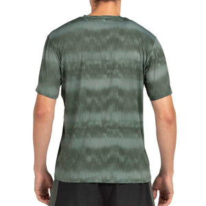 Achterzijde van het groene Bullpadel Pasco T-shirt met streepprint