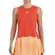 Koraalrood Bullpadel Amalia mouwloos shirt met oranje padelrok, vooraanzicht