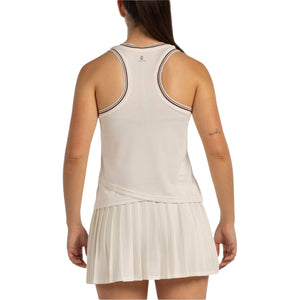 Achterzijde van de gebroken witte Bullpadel W Aza tanktop met racerback en logo