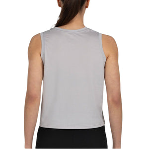 Achterzijde van de lichtgrijze Bullpadel W Palacel tanktop met brede schouderbanden