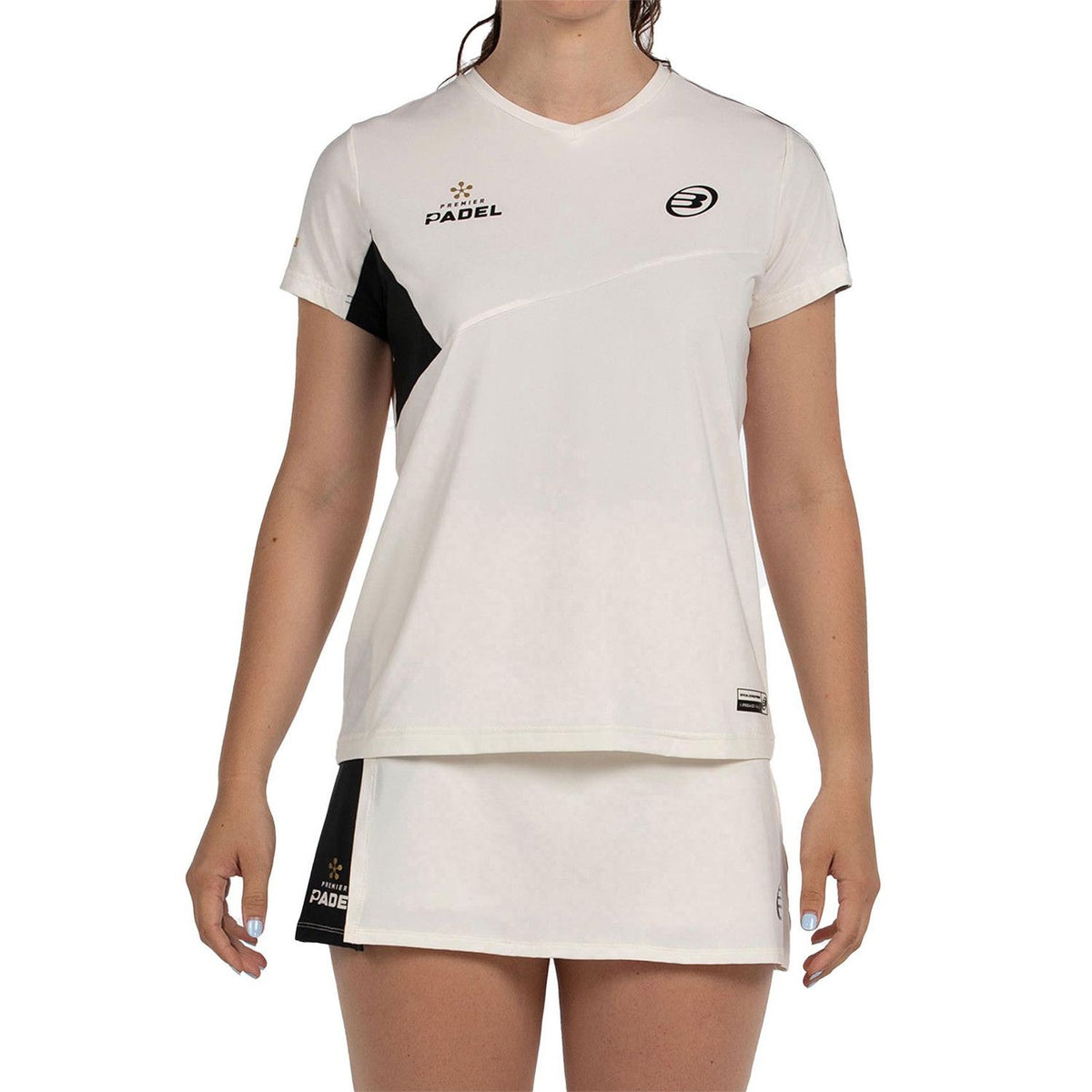 Bullpadel Pampan T-shirt voor dames in gebroken wit met bijpassende rok