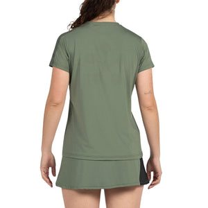 Achterzijde van het kakigroene Bullpadel Pampan T-shirt voor dames