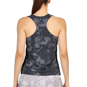 Achterzijde van de zwarte Bullpadel Exoro tanktop met racerback en wolkenprint