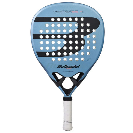 Bullpadel Vertex JR 26 junior padelracket in lichtblauw met zwart, vooraanzicht