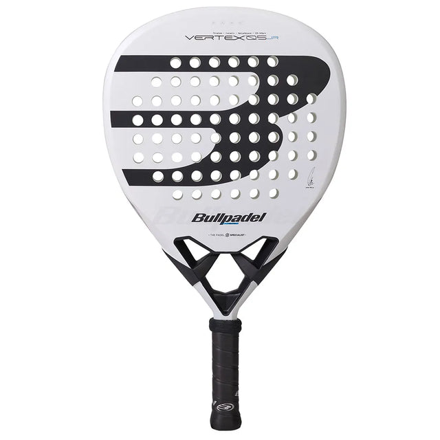 Bullpadel Vertex JR 26 junior padelracket in wit met zwart, vooraanzicht