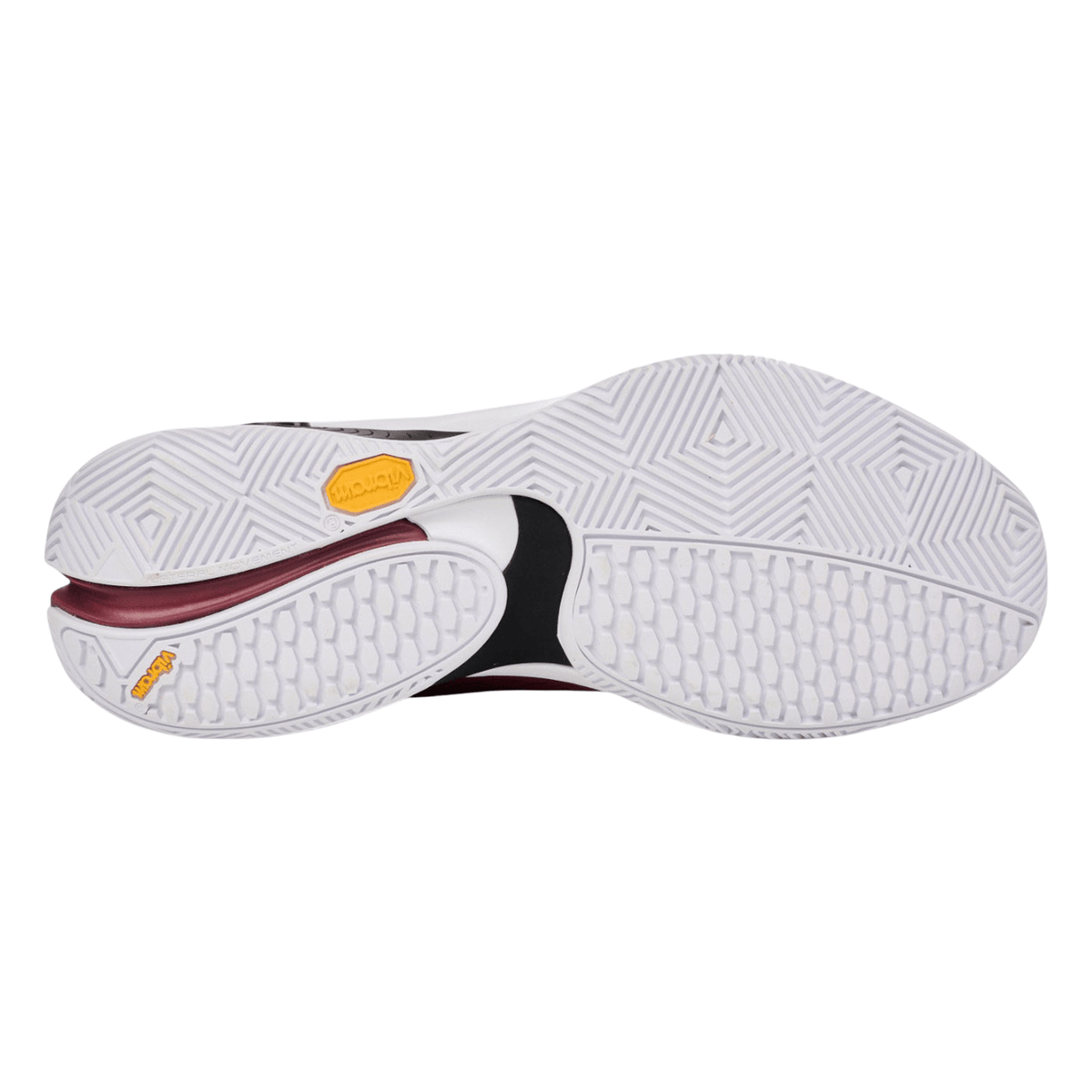 Witte Vibram-zool van de bordeauxrode Bullpadel Vertex 25I