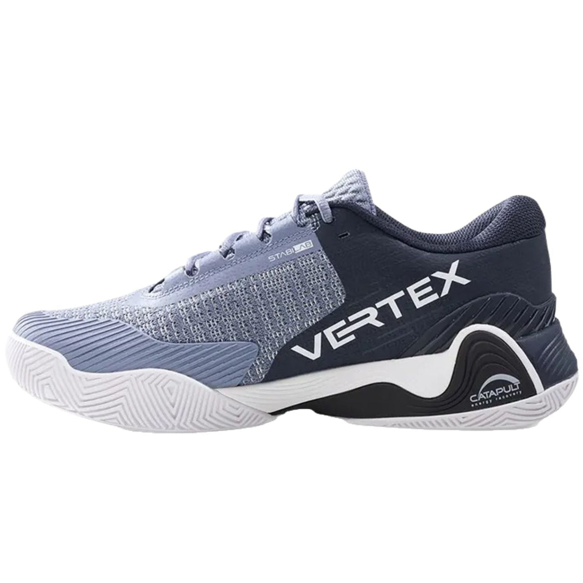 Binnenzijde van de Bullpadel Vertex Vibram 26V Navy Blue met VERTEX- en CATAPULT-opdruk