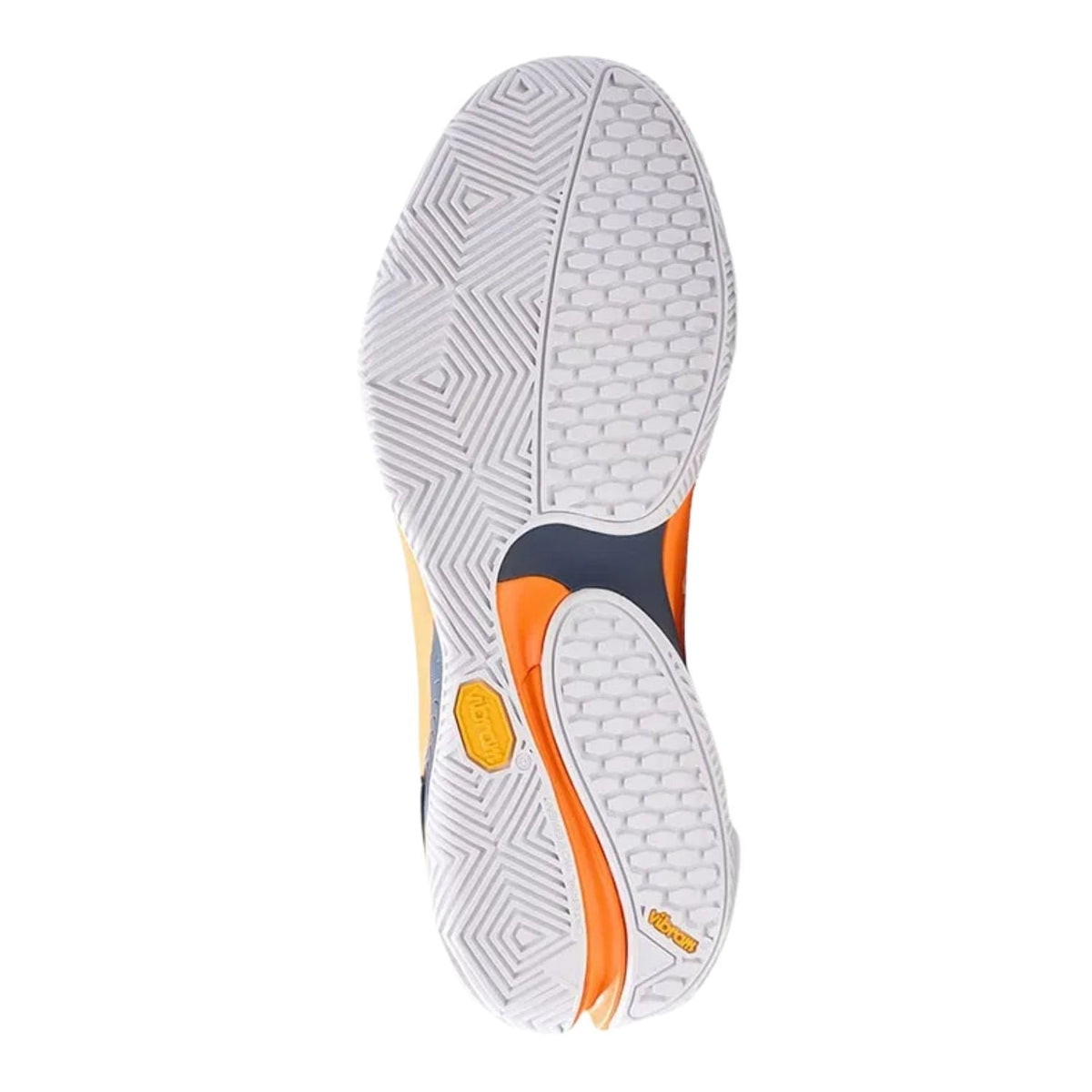 Binnenzijde van de Bullpadel Vertex Vibram 26V Orange met VERTEX- en CATAPULT-opdruk