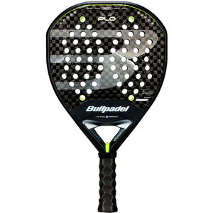 Bullpadel XPLO 26 padelracket in zwart met witte strepen en limegroen accent, vooraanzicht