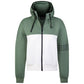 Vooraanzicht van het groen-witte By VP zip jacket voor dames met stippenprint