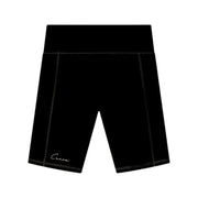 Zwarte Cuera Active bikershort voor dames plat gefotografeerd, vooraanzicht met logo