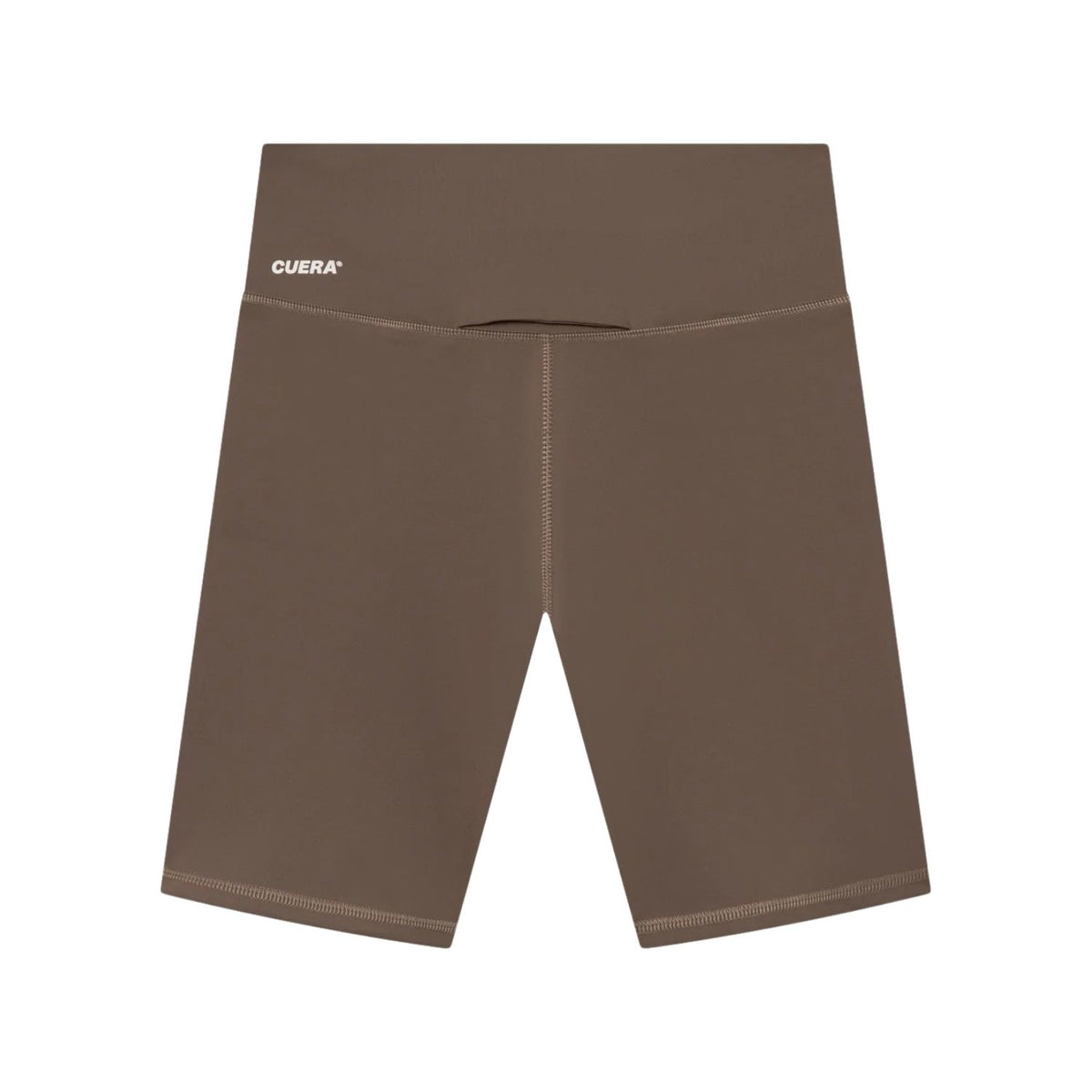 Achterzijde van de taupebruine Cuera Active bikershort met brede tailleband