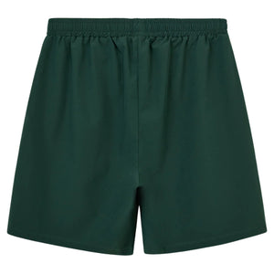 Achterzijde van de donkergroene Cuera Active Globe short met elastische tailleband