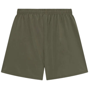 Achterzijde van de olijfgroene Cuera Active Globe short met elastische tailleband