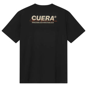 Achterzijde van het Cuera Active Light Weight T-Shirt Black met goudkleurige CUERA-print