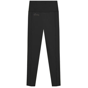 Vooraanzicht van de Cuera Active Logo Tights Long Black met brede tailleband
