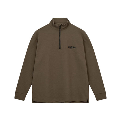 Cuera Active Structure halfzip sweater voor heren in olijfgroen, plat vooraanzicht
