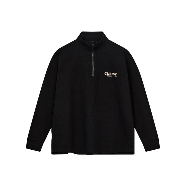 Cuera Active Structure halfzip sweater voor heren in zwart, plat vooraanzicht