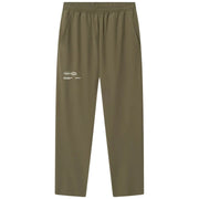 Cuera Active trackpants in olijfgroen, vooraanzicht plat gelegd met logoprint