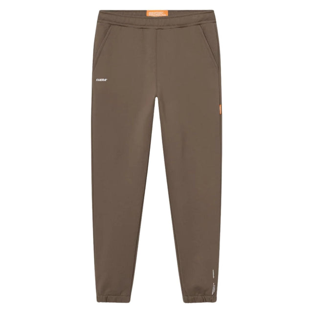 Bruine Cuera Offcourt joggingbroek plat gefotografeerd, vooraanzicht met elastische taille