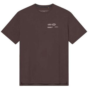 Cuera Oncourt Airy Logo T-shirt voor heren in donkerbruin, vooraanzicht plat gefotografeerd