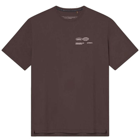Cuera Oncourt Airy Logo T-shirt voor heren in donkerbruin, vooraanzicht plat gefotografeerd
