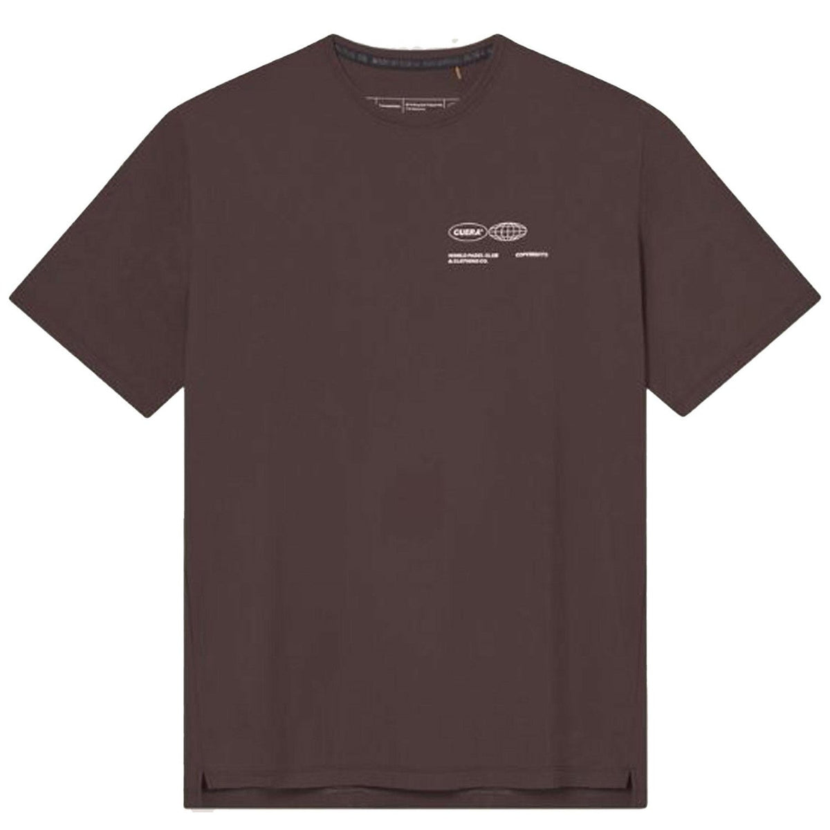 T-shirt Cuera Oncourt Airy Logo Castanho-escuro, vista frontal fotografada de lado