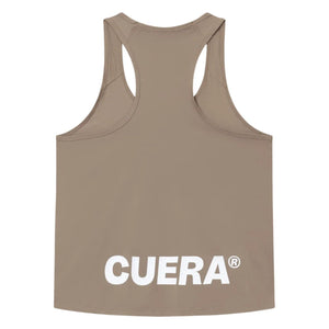 Achterzijde van de Cuera Oncourt Airy Tank Top Walnut met witte CUERA-opdruk