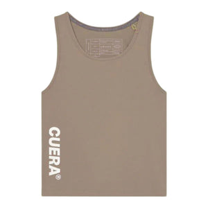 Cuera Oncourt Slim Tank Top voor dames in taupe, vooraanzicht met CUERA-logo onderaan