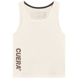 Cuera Oncourt Slim Tank Top voor dames in gebroken wit, vooraanzicht met CUERA-logo