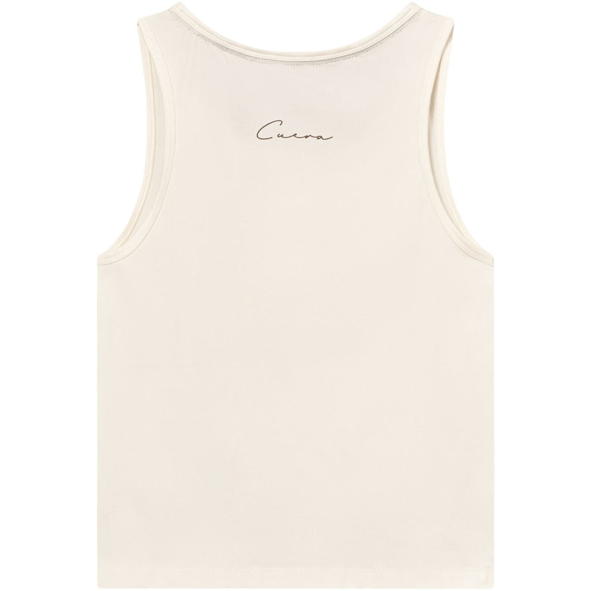 Achterzijde van de gebroken witte Cuera Oncourt Slim Tank Top met script-logo