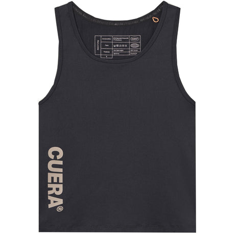 Cuera Oncourt Slim Tank Top voor dames in zwart, vooraanzicht met wit CUERA-logo