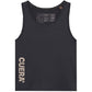 Cuera Oncourt Slim Tank Top voor dames in zwart, vooraanzicht met wit CUERA-logo