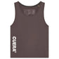 Cuera Oncourt Slim Tank Top voor dames in donkerbruin, vooraanzicht met CUERA-logo