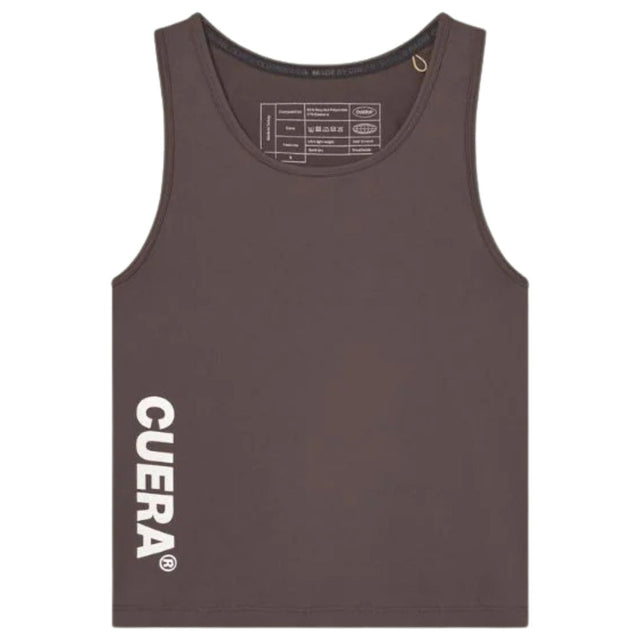 Cuera Oncourt Slim Tank Top Dark Brown, vooraanzicht met CUERA-logo
