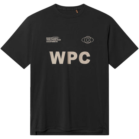 Cuera WPC lightweight T-shirt voor heren in zwart met WPC-print, vooraanzicht