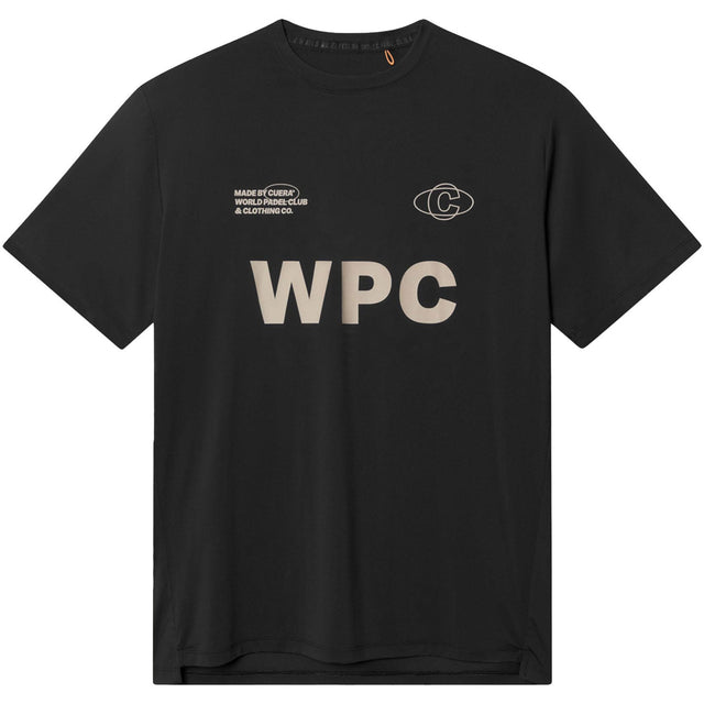 Cuera WPC lightweight T-shirt voor heren in zwart met WPC-print, vooraanzicht